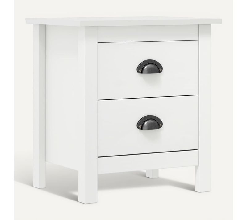Table De Chevet Hill Blanc 46x35x49,5 Cm Bois De Pin Solide