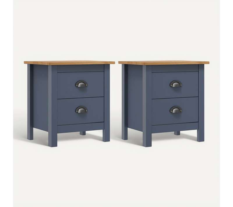 Tables De Chevet Hill 2 Pièces Gris 46x35x49,5 Cm Bois De Pin