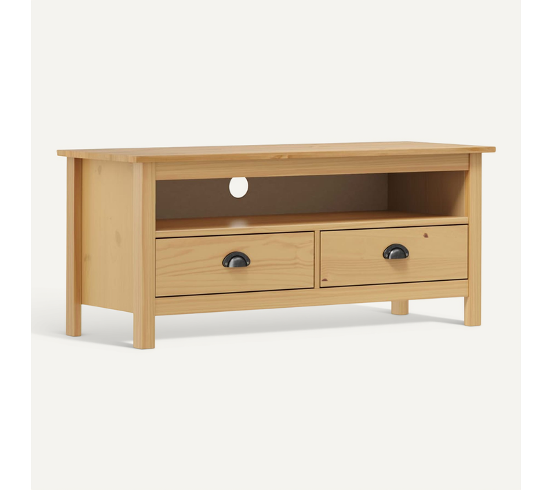 Meuble TV Hill Range Marron Miel 110x40x47cm Bois De Pin Solide