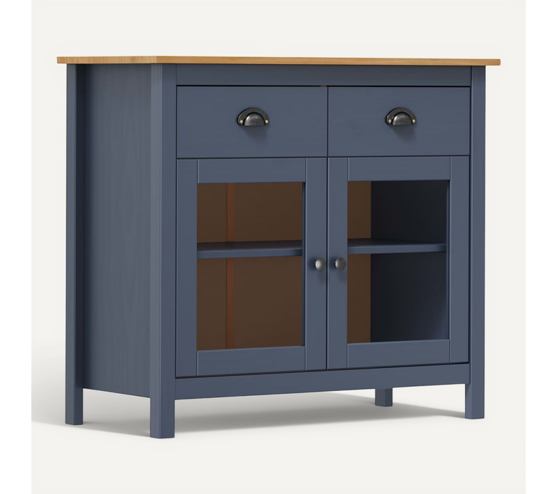 Buffet Hill Gris 90x40x80 Cm Bois De Pin Solide