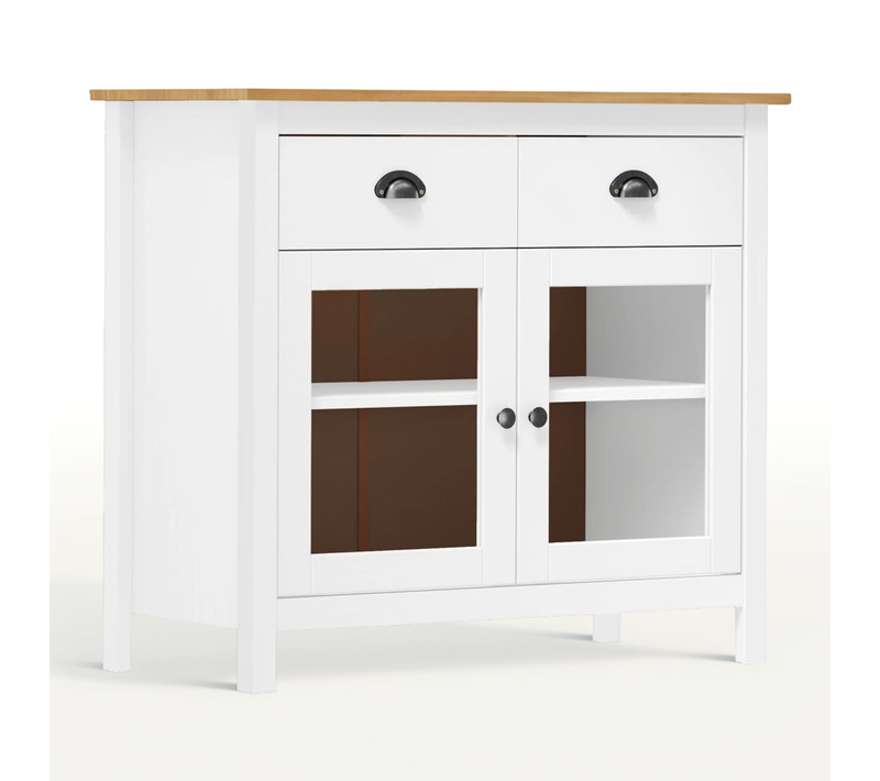 Buffet Hill Blanc 90x40x80 Cm Bois De Pin Solide