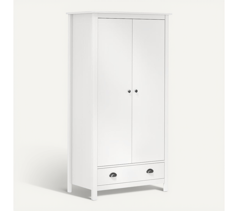 Garde-robe À 2 Portes Hill Blanc 89x50x170cm Bois De Pin Solide