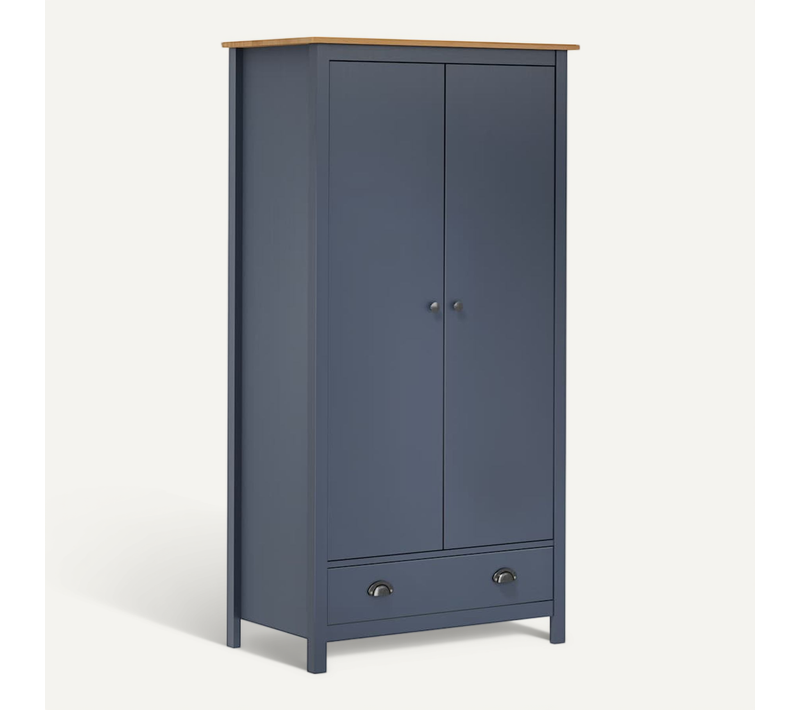 Armoire À 2 Portes Hill Gris 89x50x170cm Bois De Pin Solide