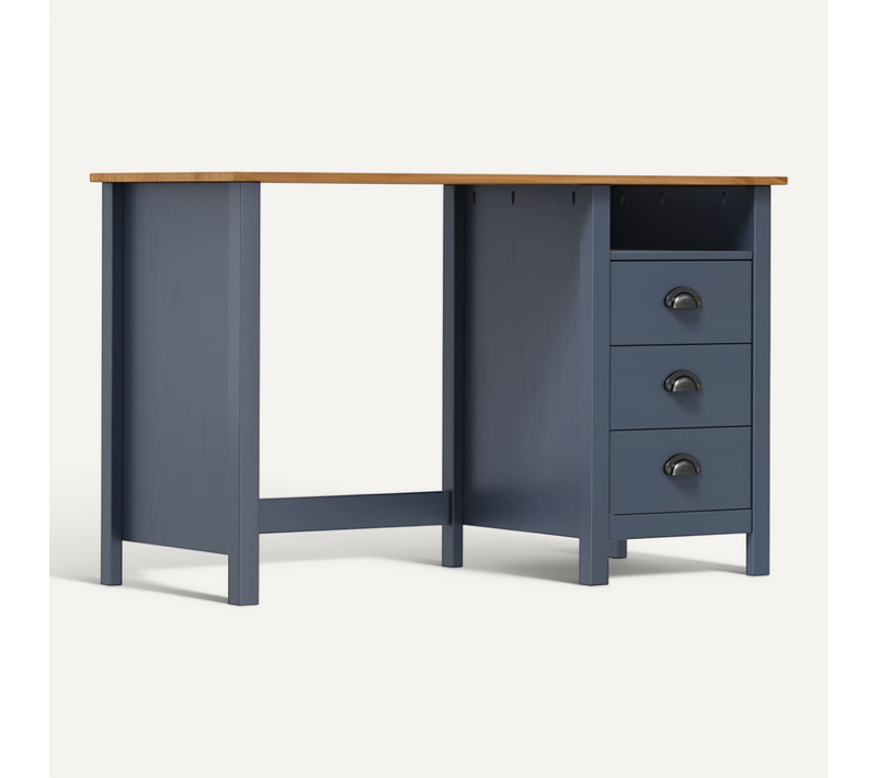 Bureau Hill Avec 3 Tiroirs Gris 120x50x74 Cm Pin Solide