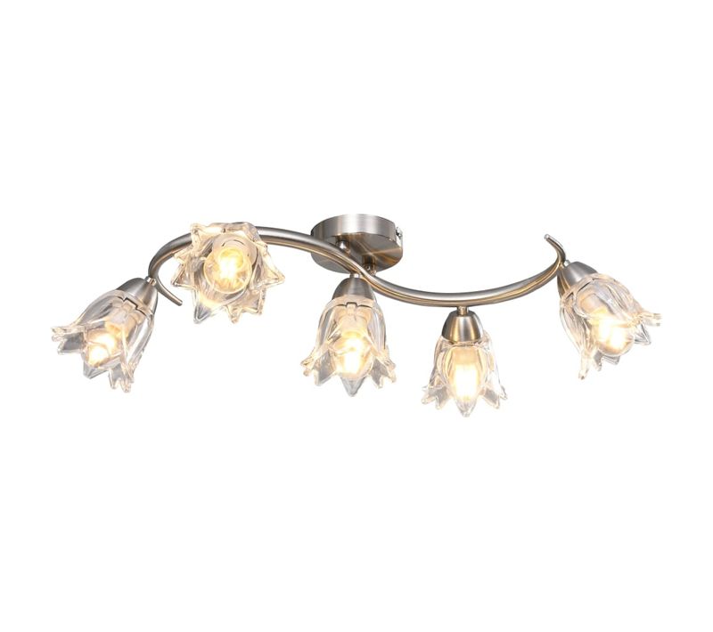 Plafonnier Et Abat-jour Verre Transparent 5 Ampoules E14 Tulipe