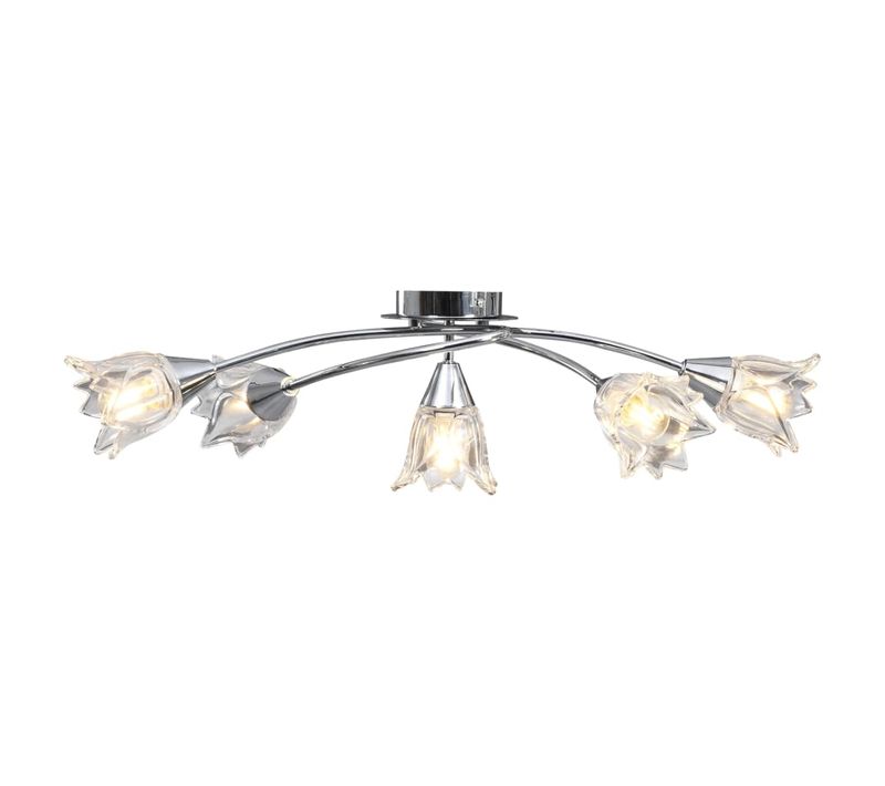 Plafonnier Et Abat-jour Verre Transparent 5 Ampoules E14 Tulipe