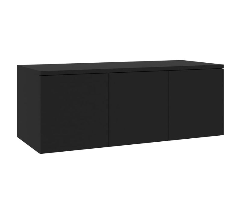 Meuble TV Noir 80x34x30 Cm Bois Contreplaqué