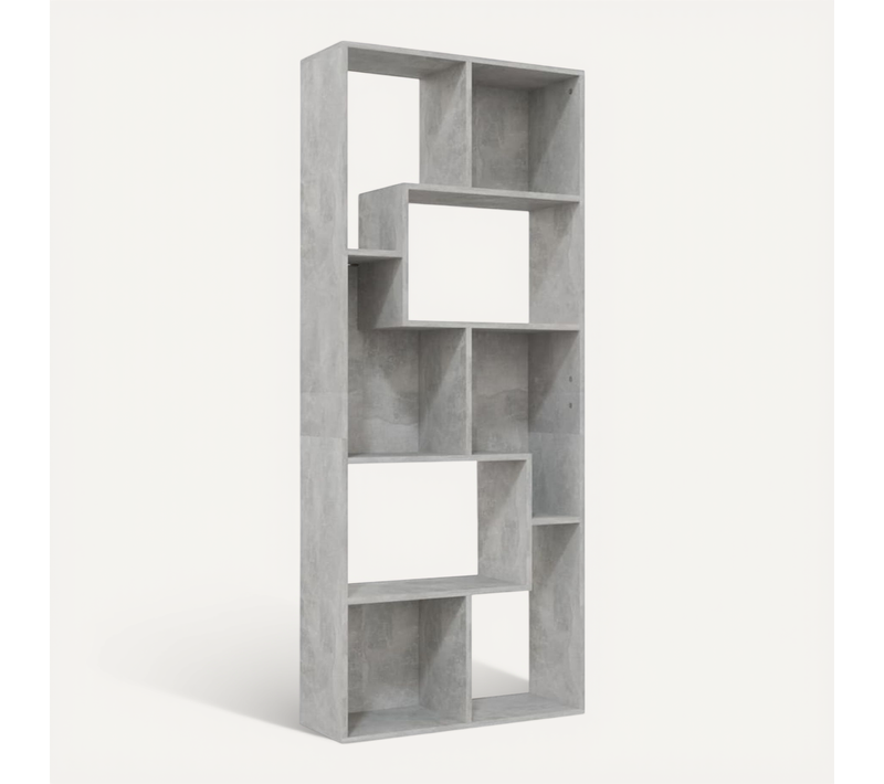 Bibliothèque 67x24x161 Cm Gris Béton Multifonction Contre Le Mur