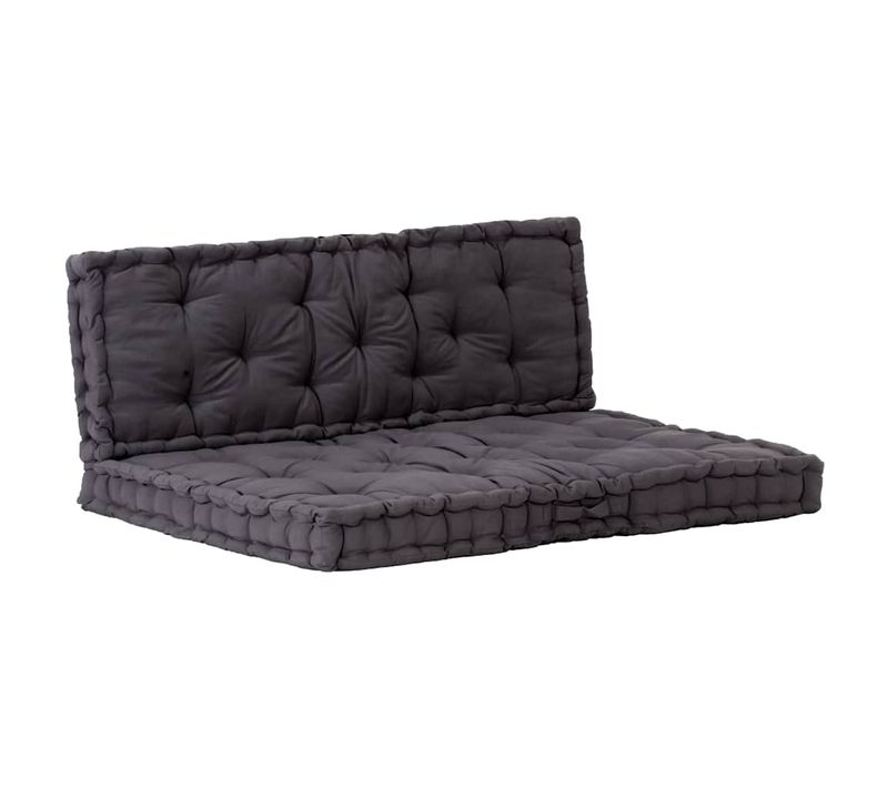 Coussins De Plancher De Palette Lot De 2 Coton Noir