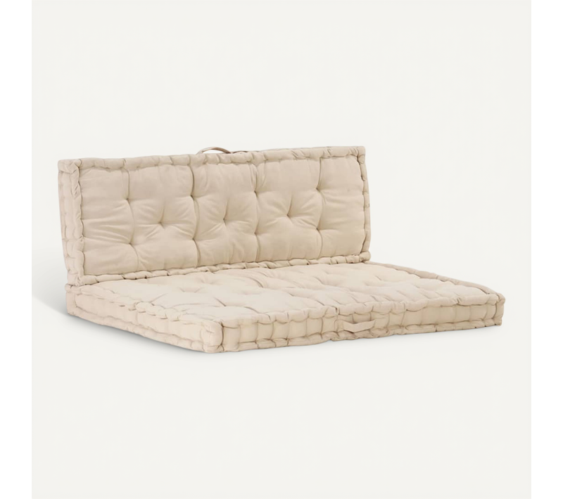 Coussins De Plancher De Palette Lot De 2 Coton Beige