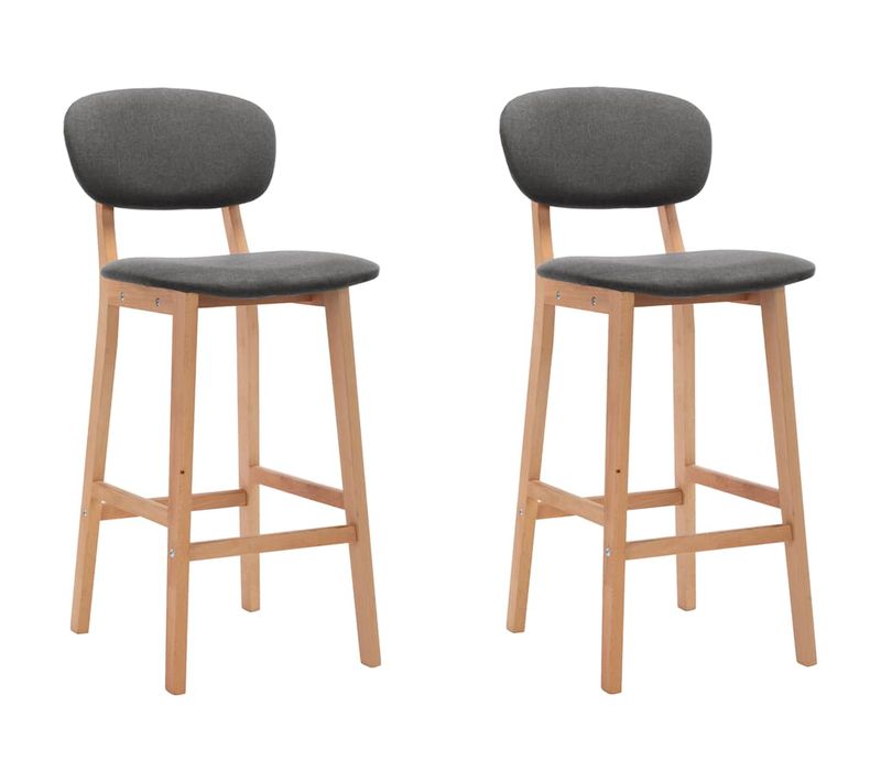 Tabourets De Bar Lot De 2 Gris Foncé Tissu Siège De Bistrot Pub Comptoir Meuble Intérieur