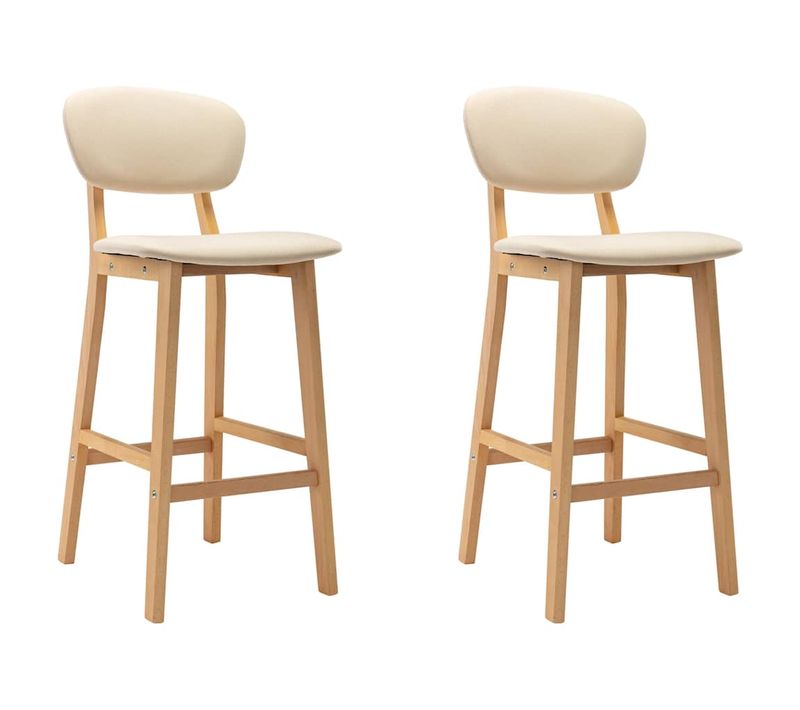 Tabourets De Bar Lot De 2 Crème Tissu