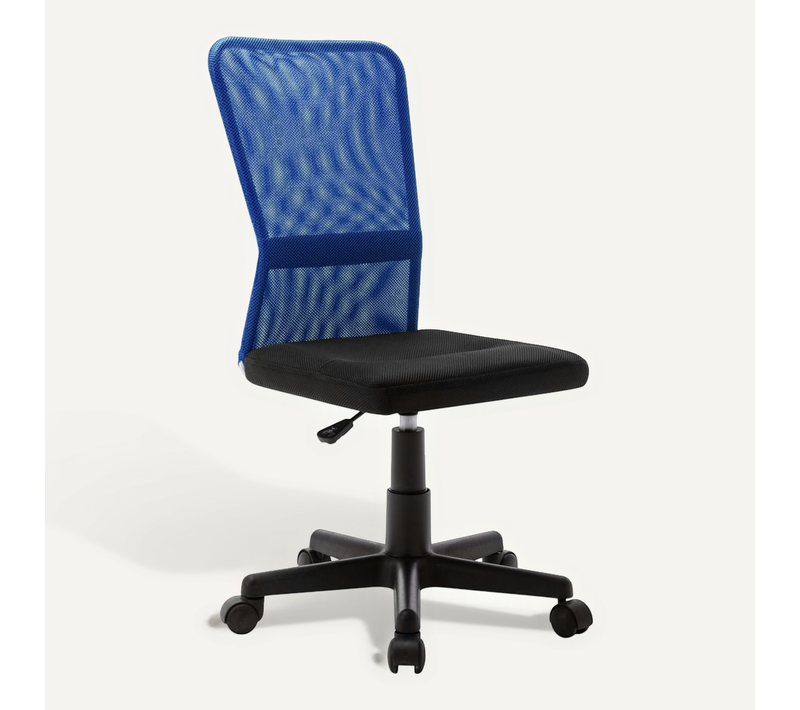 Chaise De Bureau Noir Et Bleu 44x52x100 Cm Tissu En Maille