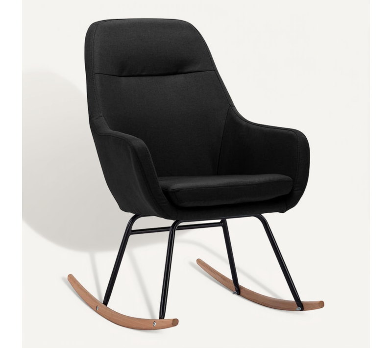 Chaise à Bascule Noir Tissu