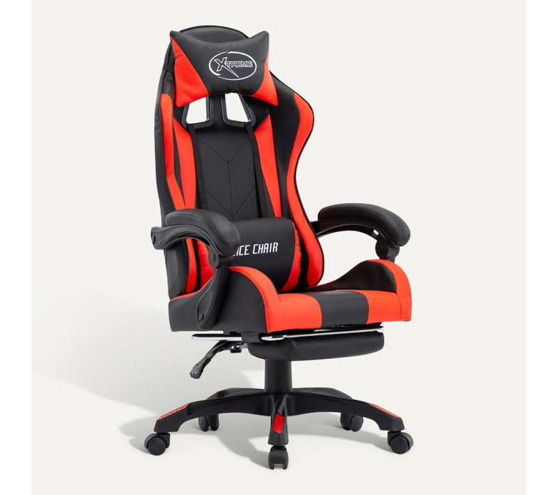 Fauteuil De Jeux Vidéo Et Repose-pied Rouge Et Noir Simili