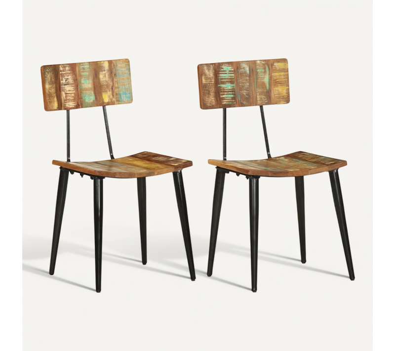 Chaises À Manger Lot De 2 Bois De Récupération Solide