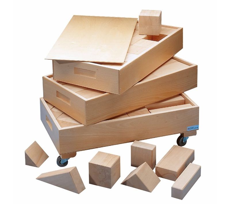 La Haye Set En 3 Coffres, Blocs En Bois - Jeu Montessori