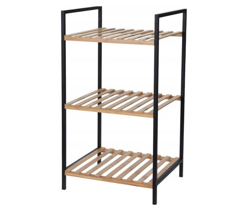 Support De Rangement Et 3 Étagères Bambou Et Acier
