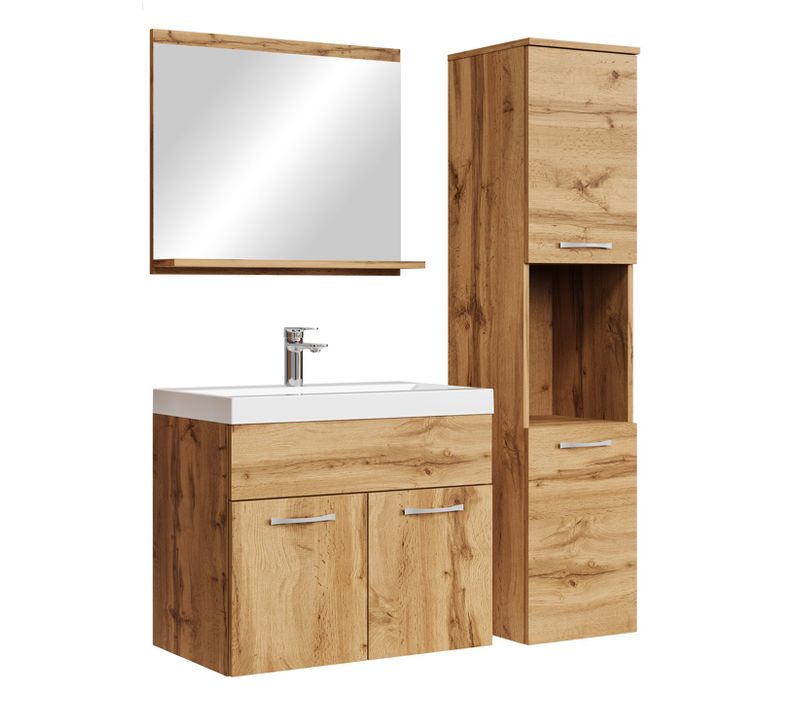 Meuble De Salle De Bain Montreal 60 Cm Lavabo Chene   Armoire De Rangement Meuble Lavabo Evier