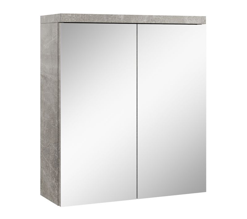 Meuble à Miroir Toledo 60 X 60 Cm Beton Gris   Miroir Armoire Miroir Salle De Bains Verre Armoire