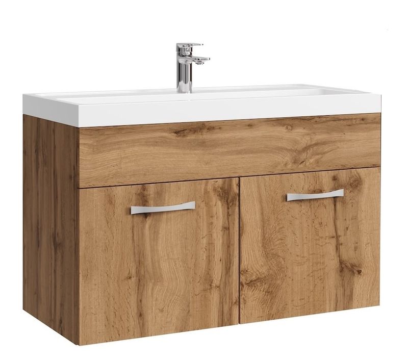 Meuble De Salle De Bain Paso 01 80 X 40 Cm Lavabo Chene – Armoire De Rangement