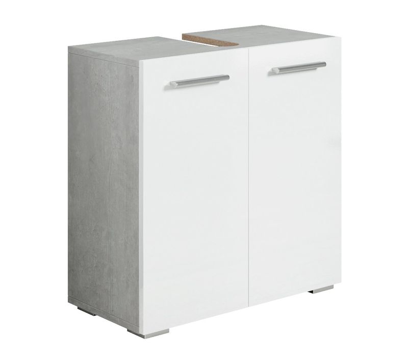 Meuble Vasque Jupiter   Beton Gris Avec Blanc   60 X 30 X 60 Cm   Meuble De Salle De Bain, Colonne,