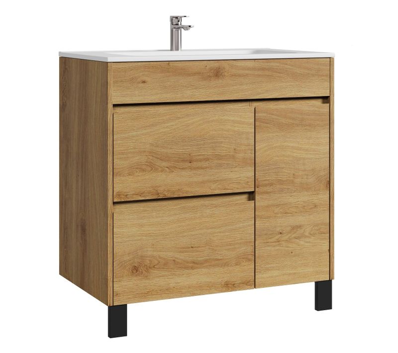 Meuble De Salle De Bain Salzburg 80cm Lavabo Chêne – Armoire De Rangement Meuble Lavabo