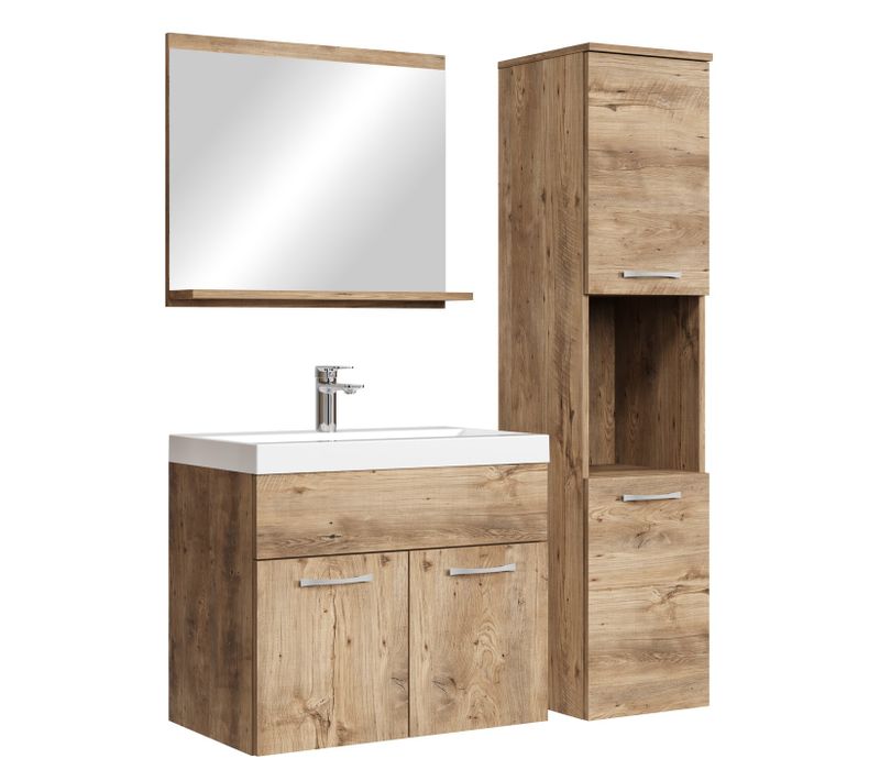Meuble De Salle De Bain Montreal 60 Cm Lavabo Chêne Châtaignier   Armoire De Rangement Meuble