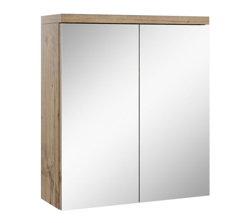 Meuble à Miroir Toledo 60 X 60 Cm Chêne Châtaignier Miroir Armoire Miroir Salle De Bains Verre