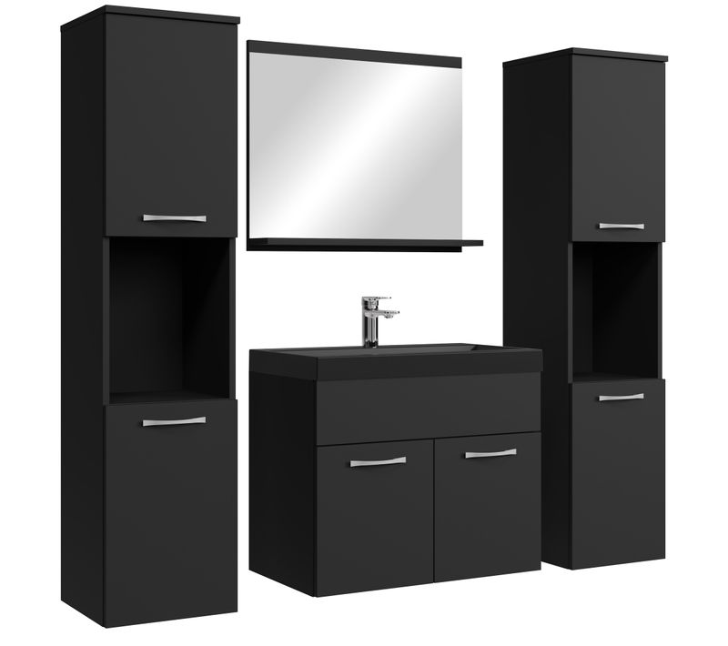 Meuble De Salle De Bain Montreal XL 60 Cm Lavabo Noir Mat, Lavabo Noir   Armoire De Rangement