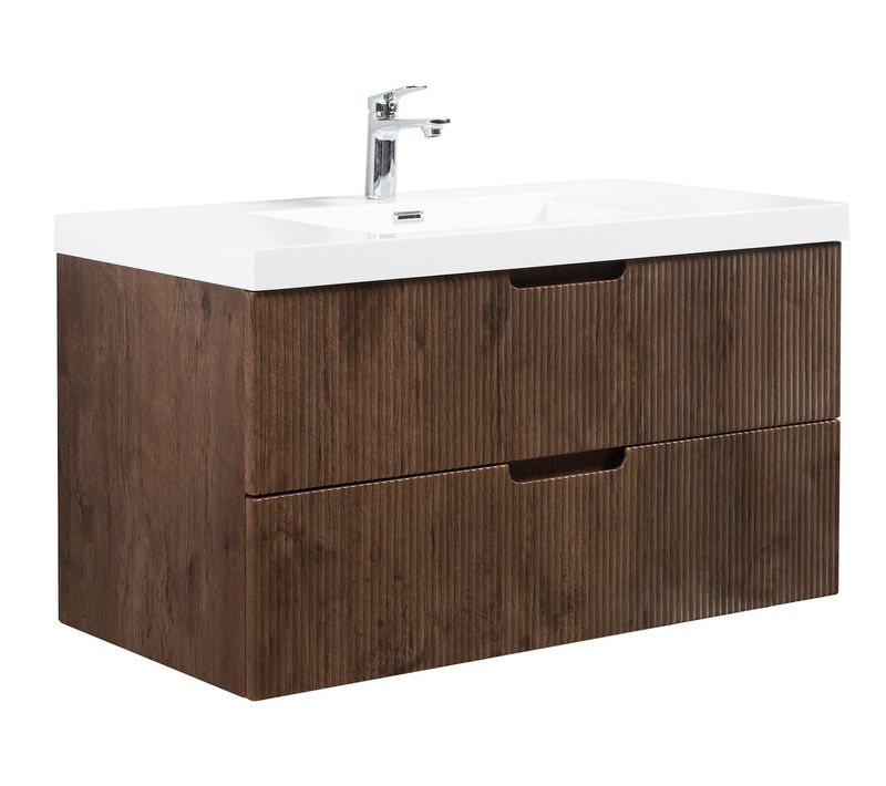 Meuble De Salle De Bain Thermis 100 Cm Lavabo Marron Noyer
