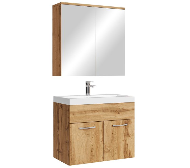 Meuble De Salle De Bain Montreal 01 60 Cm – Chêne – Meuble Avec Miroir Armoire