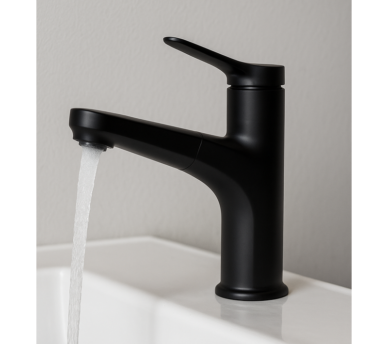 Robinet De Lavabo Parma   Noir   Mitigeur Avec Kit De Montage Et Tuyaux