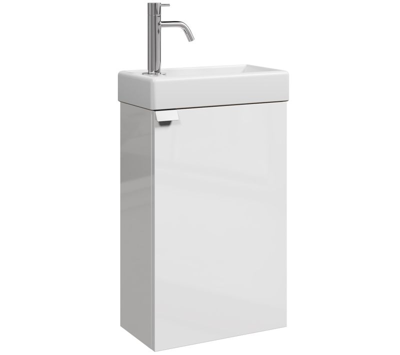 Meuble Lave Mains Apollo Blanc Brillant 40x22 Cm Meuble De Rangement Meuble D'évier