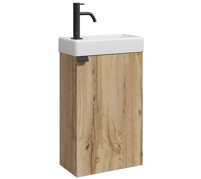 Meuble Lave Mains Apollo Chêne Clair  40x22 Cm Meuble De Rangement Meuble D'évier