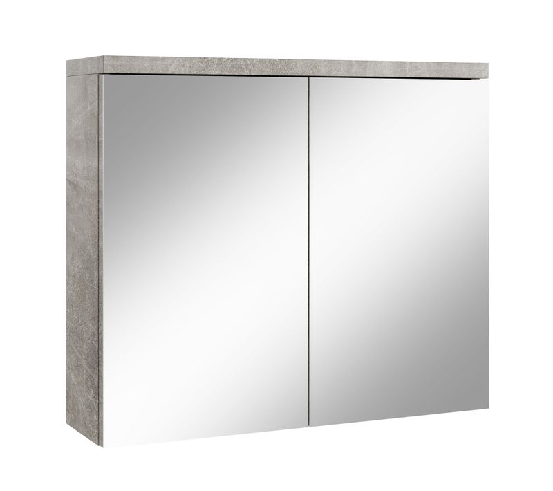 Meuble à Miroir Toledo 80 X 60 Cm Beton Gris   Miroir Armoire Miroir Salle De Bains Verre Armoire