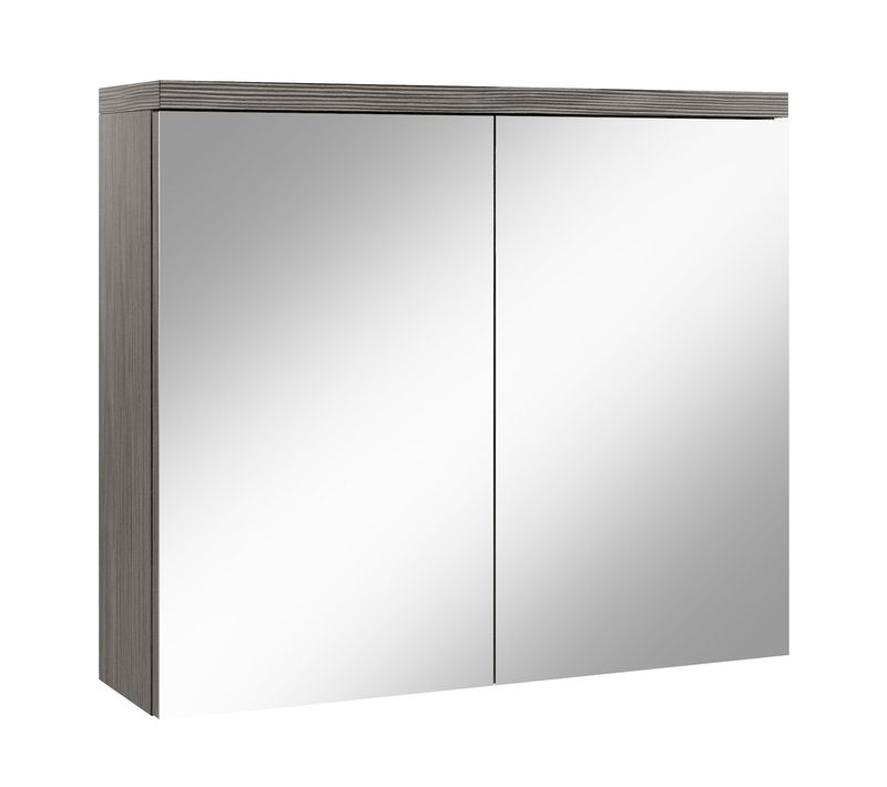 Meuble à Miroir Toledo 80 X 60 Cm Chene Gris   Miroir Armoire Miroir Salle De Bains Verre Armoire