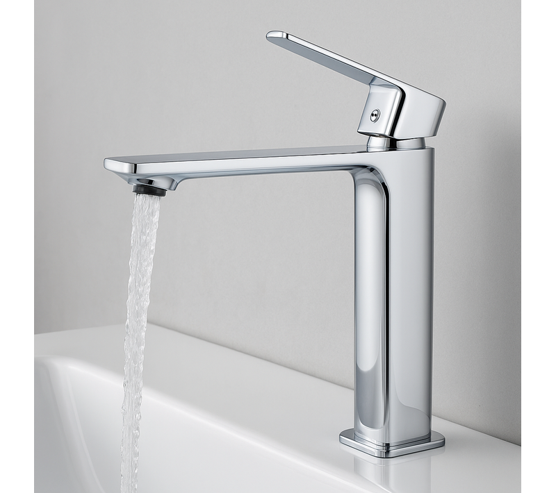 Robinet De Lavabo Leeds XL Chrome Mitigeur Avec Kit De Montage Et Tuyaux