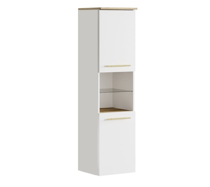 Meuble De Salle De Bain Bravos 35 X 35 X 133 Cm Blanc Et Chêne Meuble De Salle De Bain