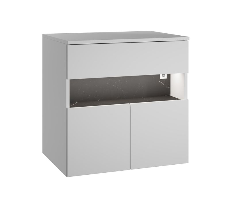 Meuble Sous Vasque Lissabon 60 X 44 X 60 Cm   Blanc Mat   Meuble Sous Vasque Suspendu