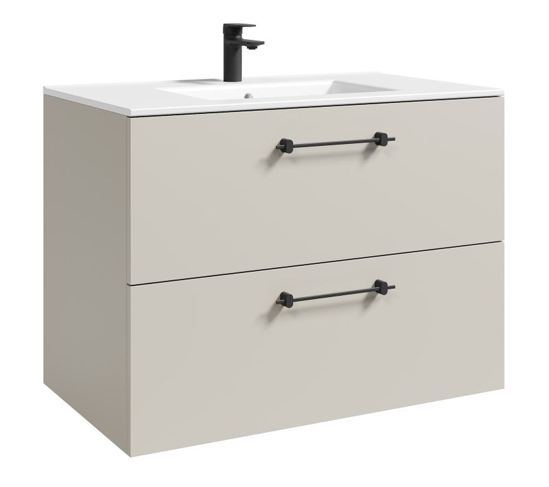 Meuble De Salle De Bain Muro 80 Cm   Cashmere    Avec Lavabo
