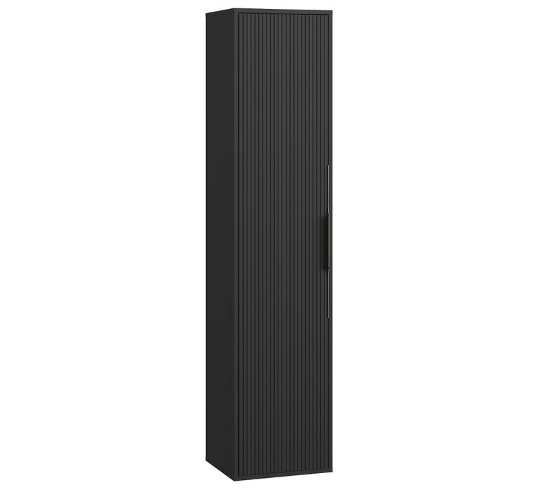 Armoire De Salle De Bain Rimini 38 X 33 X 170 Cm Noir Mat Colonne Suspendue 1 Porte