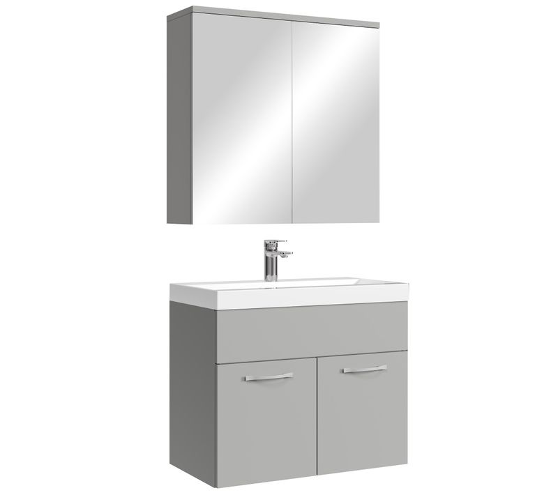 Meuble De Salle De Bain Montreal 01 60 Cm – Gris Mat – Meuble Avec Miroir Armoire