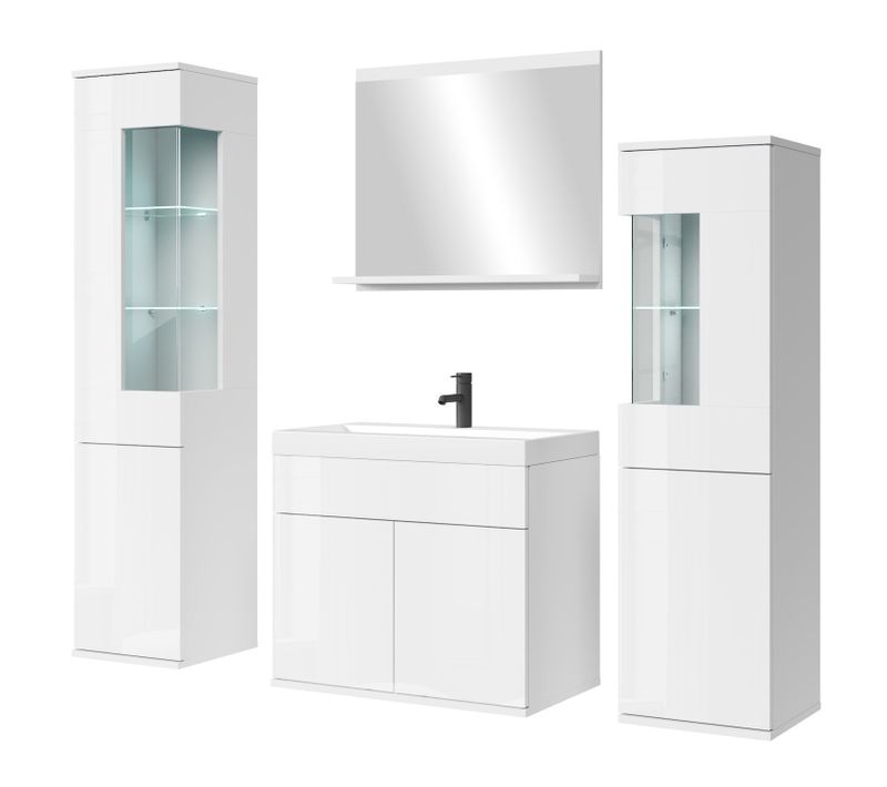 Meuble De Salle De Bain Nobel XL 60 X 35 Cm   Blanc Brillant   Meuble De Salle De Bain Avec Miroir