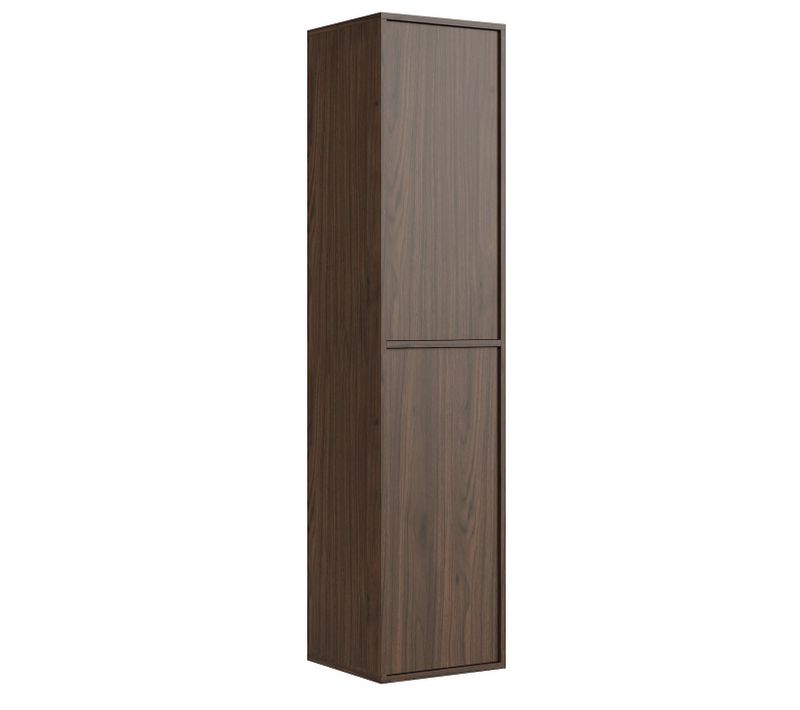 Armoire De Rangement Mali 38 X 33 X 160 Cm   Brun Noyer   Colonne Suspendue 2 Portes