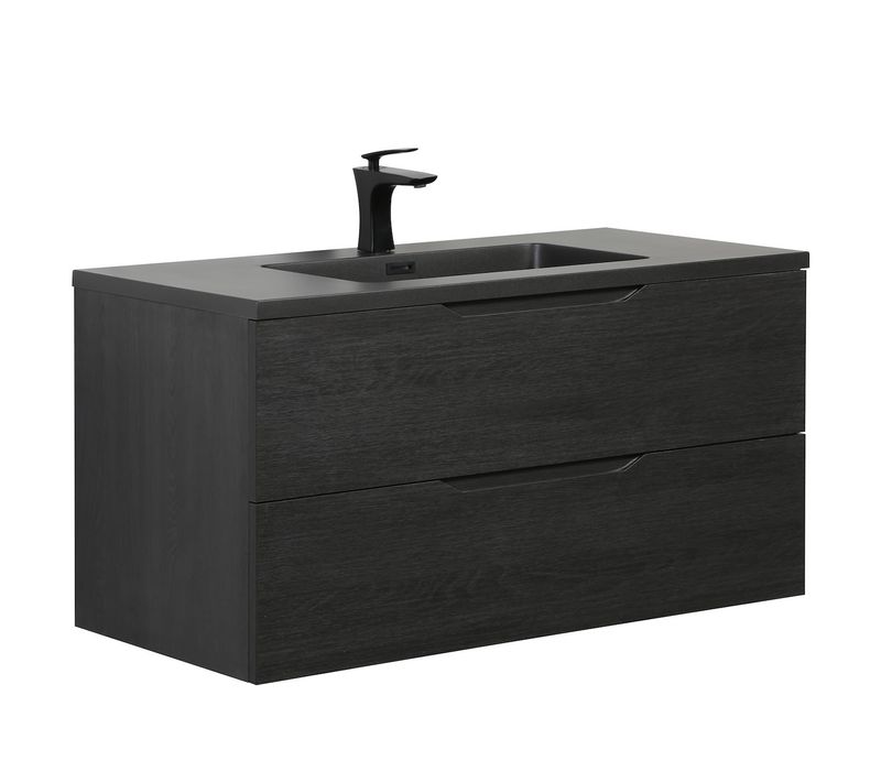 Meuble De Salle De Bain Set Cairo 100 X 48 Cm   Chêne Noir   Meuble De Salle De Bain Avec Lavabo