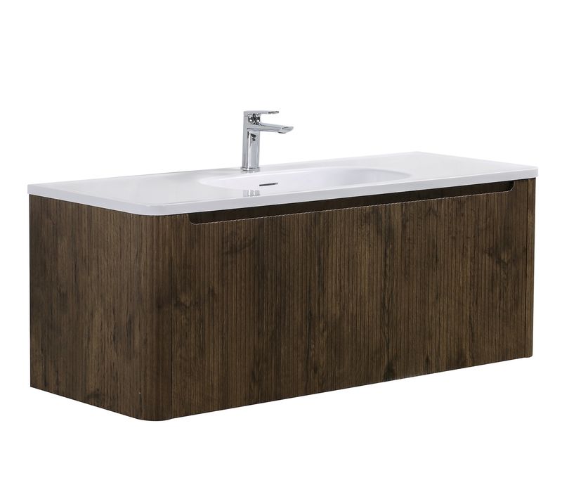 Meuble De Salle De Bain Set Tundra 120 X 48 Cm   Noyer Brun   Meuble De Salle De Bain Avec Lavabo