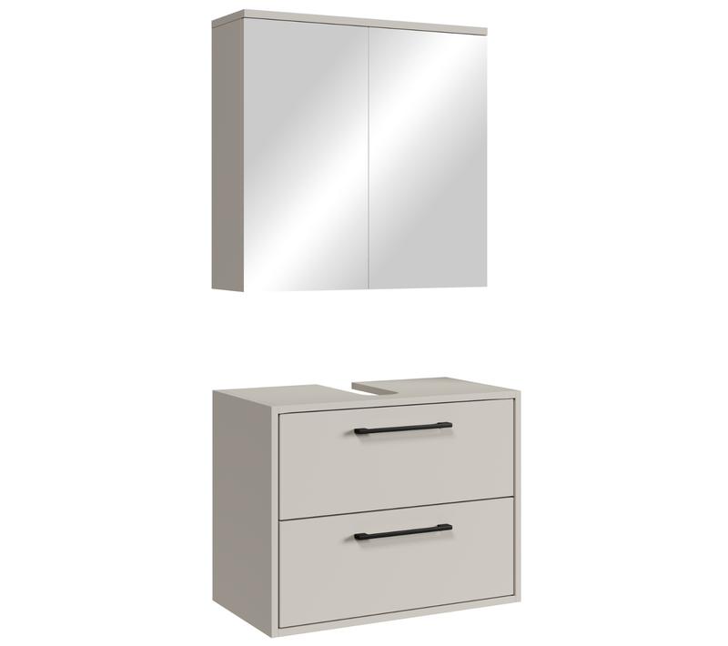 Ensemble Meuble Sous Vasque Florence 60 X 35 Cm – Cashmere – Meuble De Salle De Bain Avec Armoire