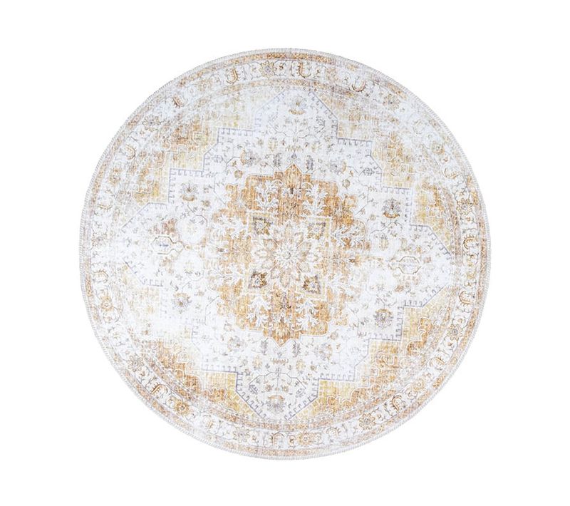 Tapis Rond Vintage - Lago Jaune - Rond - D. 140 Cm