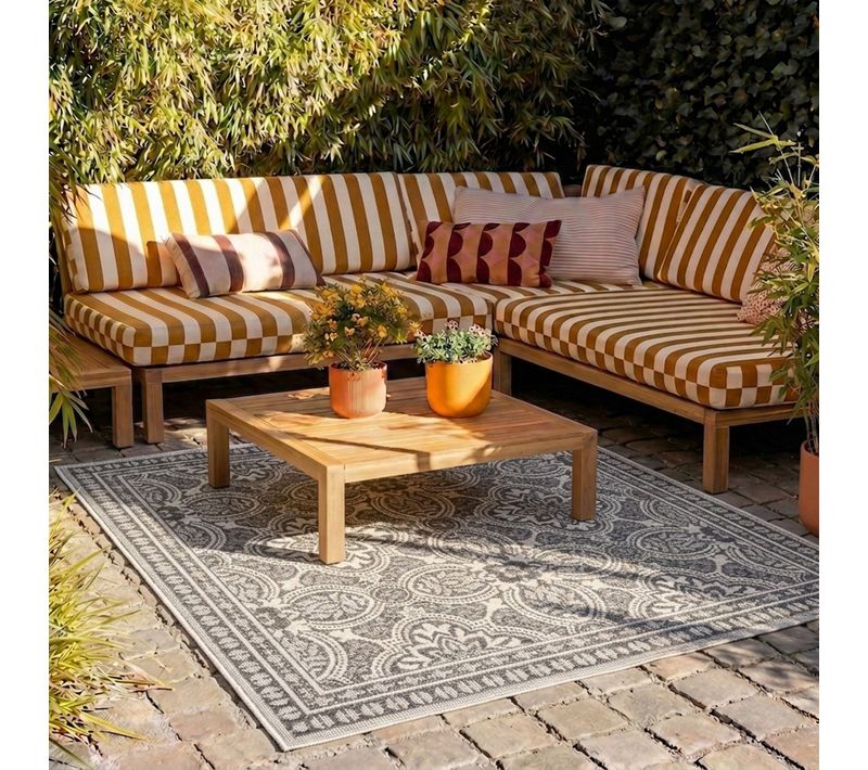 Tapis D'extérieur Carré - Summer Oriental Gris - Carré - 250x250 Cm